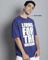 Shop Men's Blue Living for the weekend Puff Printed Oversized T-shirt-Design