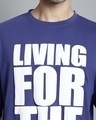 Shop Men's Blue Living for the weekend Puff Printed Oversized T-shirt