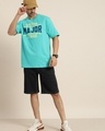 Shop Men's Blue Major Typography Oversized T-shirt-Full