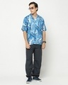 Shop Men's Blue Marble Printed Oversized Shirt-Full