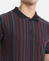 Shop Men's Blue & Maroon Striped Polo T-shirt
