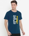 Shop Men's Blue May The Force Be with You Typography T-shirt-Front