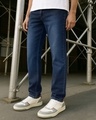 Shop Men's Blue Slim Straight Fit Stretchable Jeans-Front