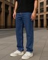 Shop Men's Blue Slim Straight Fit Stretchable Jeans-Front