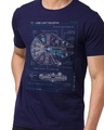 Shop Men's Blue Millennium Falcon Blueprint raphic Printed T-shirt
