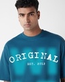 Shop Men's Morrocan Blue Wild Typography Oversized T-shirt