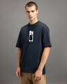 Shop Men's Blue Moss Head Graphic Printed Oversized T-shirt-Full