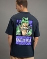 Shop Men's Blue Moss Head Graphic Printed Oversized T-shirt-Front