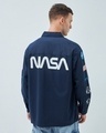 Shop Men's Blue NASA Graphic Printed Oversized Shirt-Front