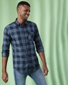 Shop Men's Blue & Navy Checkered Regular Fit Shirt-Full