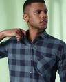 Shop Men's Blue & Navy Checkered Regular Fit Shirt