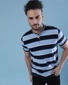 Shop Men's Blue & Navy Striped Regular Fit T-shirt-Full