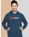 Shop Men's Blue New Delhi Typography Hoodie-Front