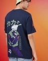 Shop Men's Blue Ninja Kakashi Graphic Printed Oversized T-shirt-Front