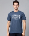 Shop Men's Blue No Rules No Limits Typography Slim Fit T-shirt-Front