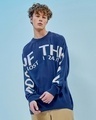 Shop Men's Blue Of Mood Typography Flatknit Sweater-Front