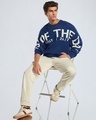 Shop Men's Blue Of Mood Typography Flatknit Sweater-Full