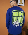 Shop Men's Blue On Vacation Graphic Printed Oversized T-shirt-Front