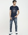 Shop Men's Blue One With Universe Apple Cut Graphic Printed T-shirt-Design