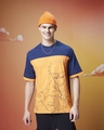 Shop Men's Blue & Orange Ninja Way Graphic Printed Oversized T-shirt-Front