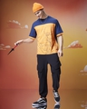 Shop Men's Blue & Orange Ninja Way Graphic Printed Oversized T-shirt