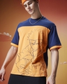 Shop Men's Blue & Orange Ninja Way Graphic Printed Oversized T-shirt