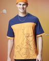 Shop Men's Blue & Orange Ninja Way Graphic Printed Oversized T-shirt-Front