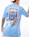 Shop Men's Blue Over The Sea Graphic Printed Oversized T-shirt-Front