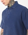 Shop Men's Blue Oversized Acid Wash Polo T-shirt
