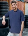 Shop Men's Blue Oversized Acid Wash Polo T-shirt-Front