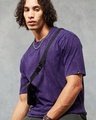 Shop Men's Skipper Blue Oversized Acid Wash T-shirt-Front