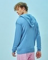 Shop Men's Blue Oversized Hooded Flatknit Sweater-Full