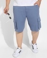 Shop Men's Blue Oversized Plus Size Cargo Shorts-Front