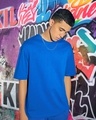 Shop Men's Blue Oversized Plus Size T-shirt-Front