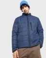 Shop Men's Blue Oversized Puffer Jacket-Front
