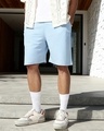 Shop Men's Blue Oversized Shorts-Front
