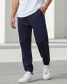 Shop Men's Blue Oversized Warm Joggers-Front