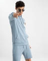 Shop Men's Blue Pantone Printed Hoodie & Shorts Set-Front