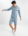 Shop Men's Blue Pantone Printed Hoodie & Shorts Set-Design