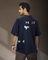 Shop Men's Blue Peace Not War Graphic Printed Oversized T-shirt-Front