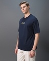 Shop Men's Blue Peace Not War Graphic Printed Oversized T-shirt-Full