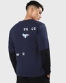 Shop Men's Blue Peace Not War Typography Doctor Sleeve Oversized T-shirt-Design