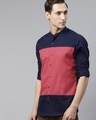 Shop Men's Blue & Pink Color Block Shirt-Design