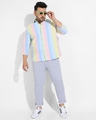 Shop Men's Blue & Pink Striped Plus Size Oversized Shirt-Design