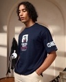 Shop Men's Blue Pirate Crew Graphic Printed Oversized T-shirt-Full
