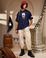 Shop Men's Blue Pirate Crew Graphic Printed Oversized T-shirt