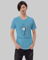 Shop Men's Blue Pizza Wizard Typography T-shirt-Front
