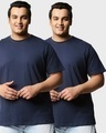 Shop Pack of 2 Men's Blue Plus Size T-shirt-Front