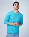 Shop Men's Blue Arctic Knit Polo Sweater-Front