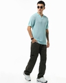 Shop Men's Blue Textured Flatknit Polo T-shirt-Full